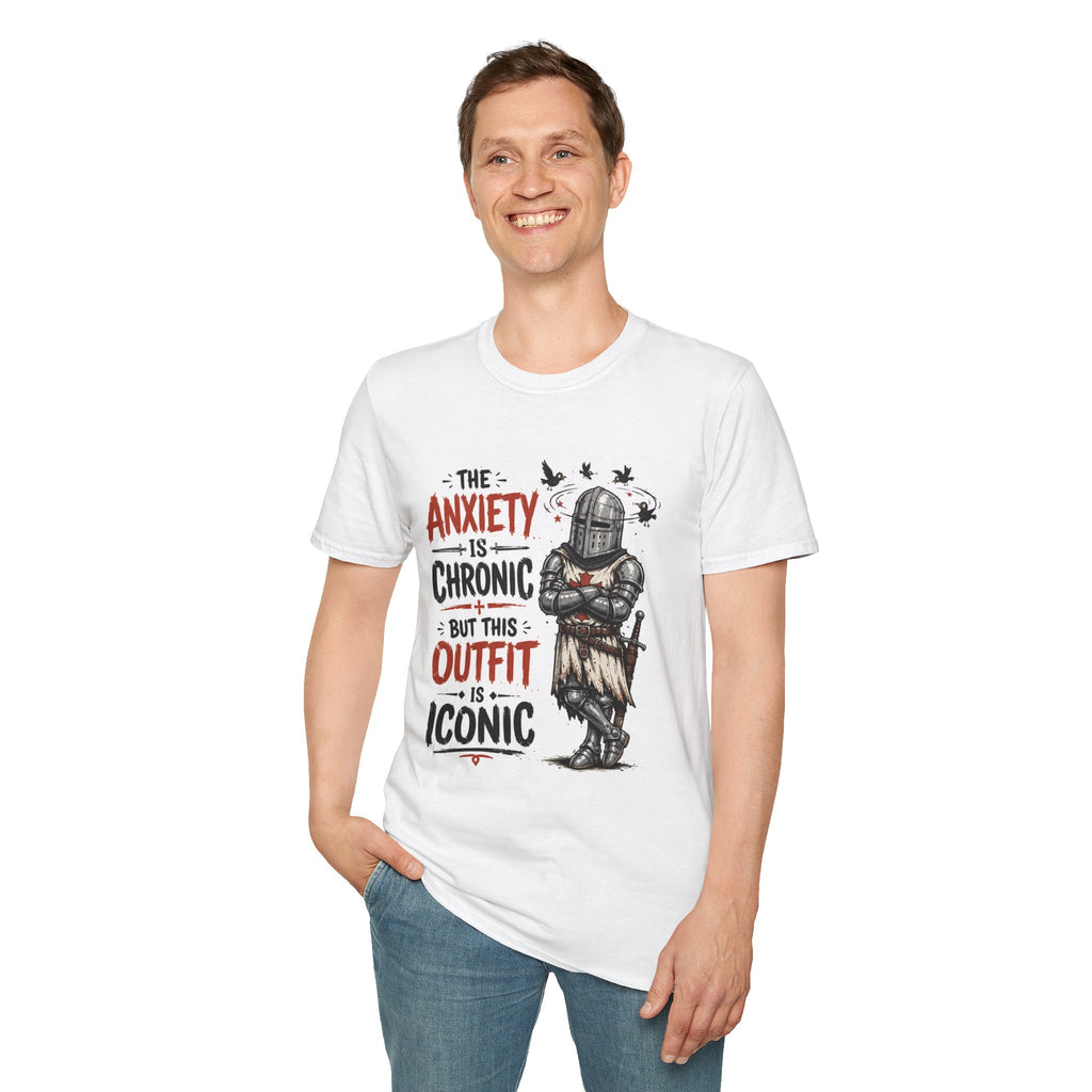 Knight Armor T‑Shirt — “The Anxiety Is Chronic but This Outfit Is Iconic” Graphic Tee