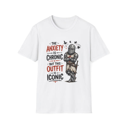 Knight Armor T‑Shirt — “The Anxiety Is Chronic but This Outfit Is Iconic” Graphic Tee