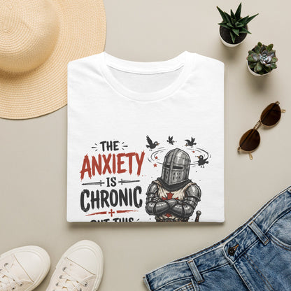 Knight Armor T‑Shirt — “The Anxiety Is Chronic but This Outfit Is Iconic” Graphic Tee
